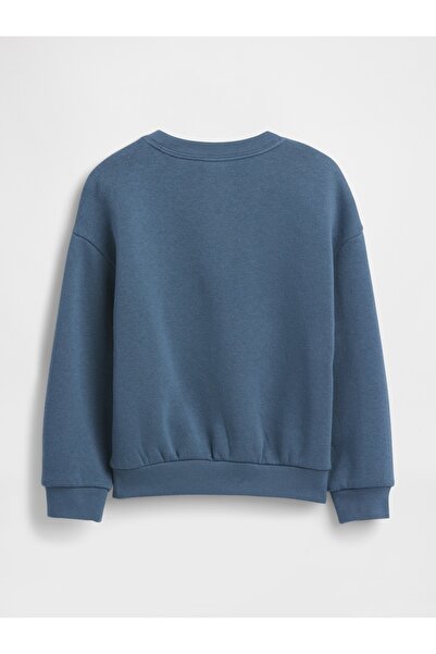 GAP Kız Bebek Mavi Oversized Grafik Sweatshirt