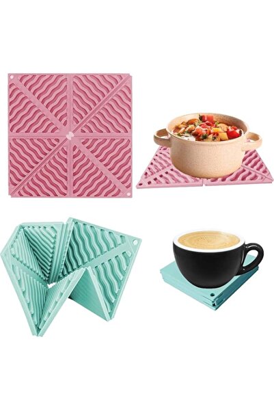 Generic YelaJoy 2PCS Silicone Trivet & Pot Holders – Foldable Heat-Resistant Kitchen Mat, Non-Slip Worktop