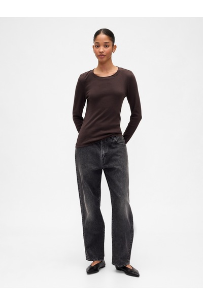 GAP Kadın Kahverengi Modern Crewneck T-Shirt