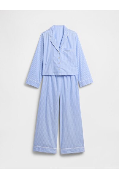 GAP Kadın Açık Mavi Relaxed Poplin Pijama Takımı