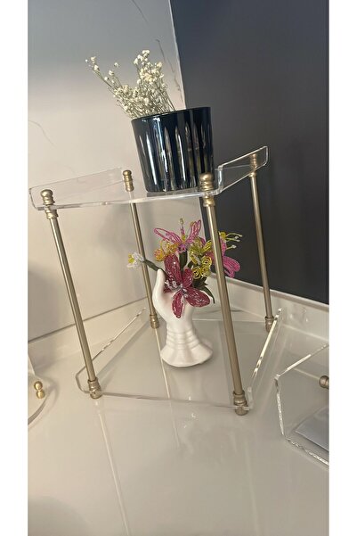 innossa pleksi dekorasyon Matgold Brass Plated 2-Tier Organizer & Organizer