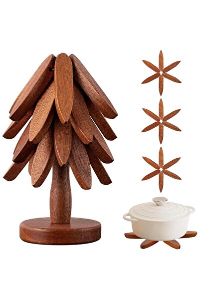 Generic Wooden Trivets for Hot Dishes, Set of 4 Tree-Shaped Collapsible Hot P...
