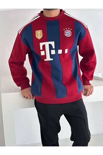 bergibo Φούτερ BAYERN M OVERSIZE ΧΤΕΝΙΣΜΕΝΟ ΑΠΟ ΧΑΛΑΚΙ - B MUNICH Φούτερ ΧΤΕΝΙΣΜΕΝΟ ΑΠΟ ΧΑΛΑΚΙ 3 ΚΛΙΤΕΡΩΝ ΚΡΑΤΗΡΩΝ