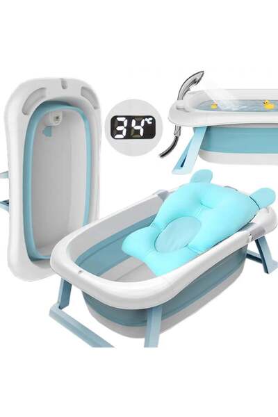 Bebelul Cadita Mare Pliabila cu Termometru si Pernuta – pentru Bebelusi