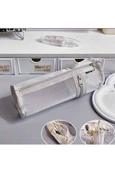 Bambus Geniş Kapasiteli Fileli Kalem Kutusu Kalemlik Çok Yönlü Kapaklı Nefes ...