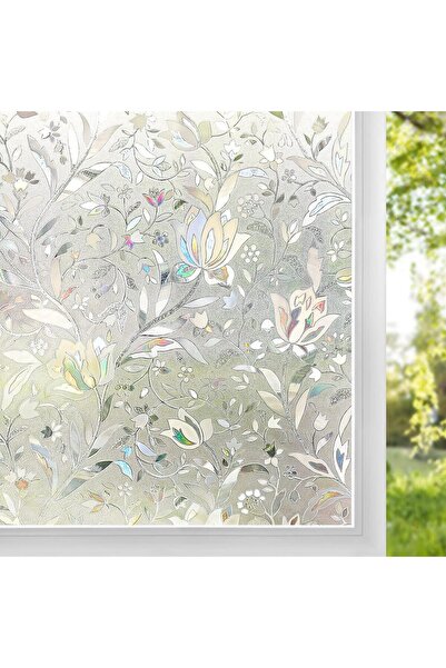 LUXER Folie Decorativa Privacy Pentru Geamuri, Protectie UV, Model Floral, Di...