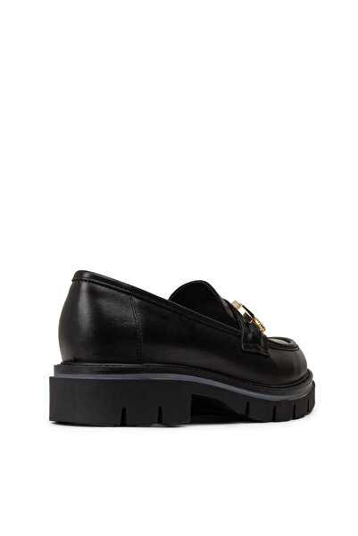 Deery Women's Genuine Leather Black Loafer Shoes