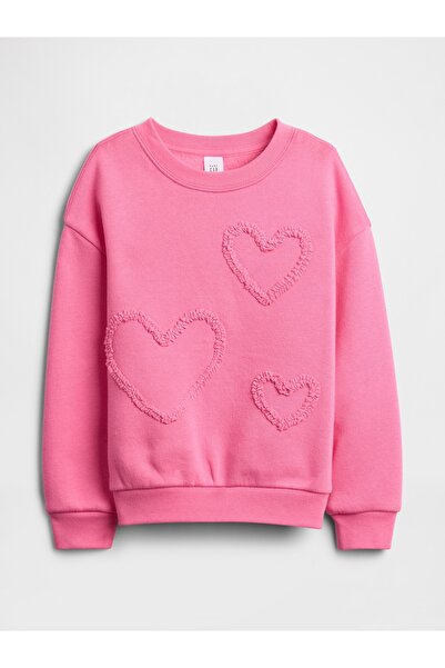 GAP Kız Bebek Pembe Oversized Grafik Sweatshirt