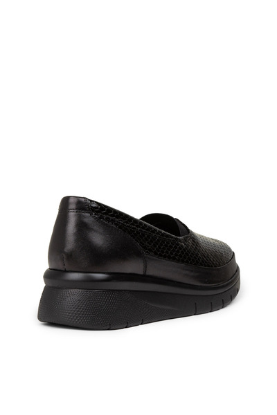 Deery Women's Genuine Leather Black Casual Wedge Heel Shoes