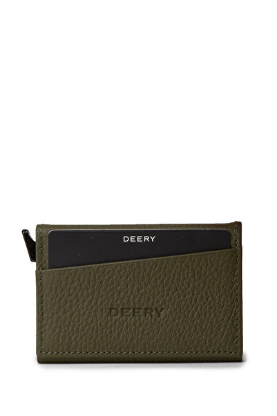 Deery محفظة رجالية أفقية من الجلد الطبيعي باللون الكاكي