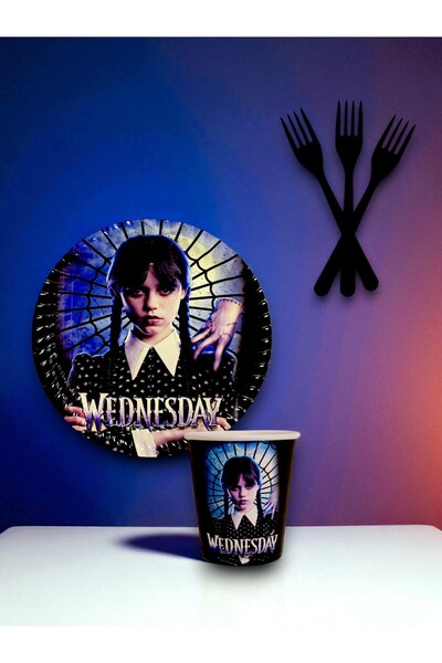 partylady مجموعة أدوات تقديم الطعام ذات الطابع الخاص لعيد الأربعاء تتسع لـ 24...