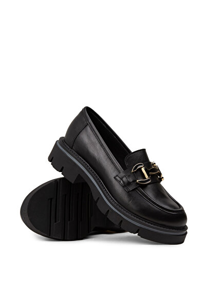 Deery Kadın Hakiki Deri Siyah Loafer Ayakkabı