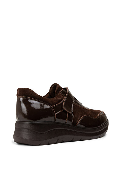 Deery Women's Patent Leather Brown Casual Shoes