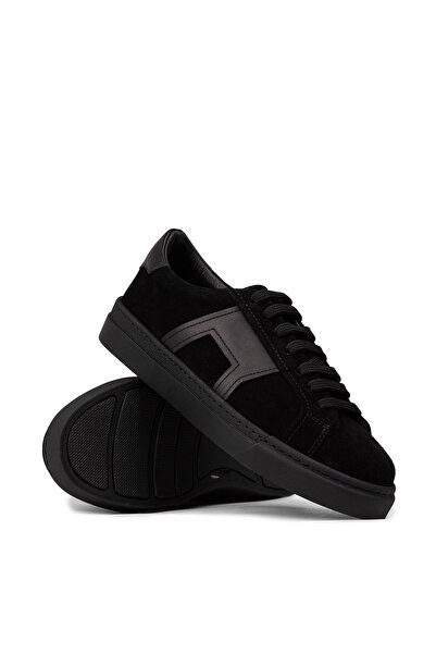 Deery Men's Genuine Suede Black Sports Shoes