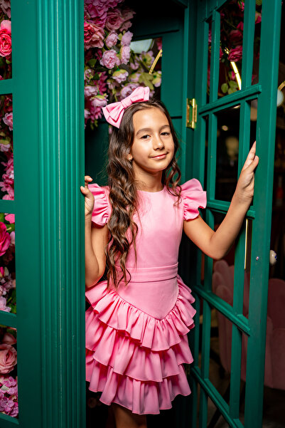 Lempika Rochita latino cu volane roz fetite domnisoare Maluma Bby