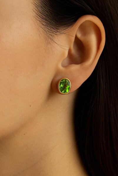 alpsilverart El İşi Doğal Peridot Taşlı Gümüş Küpe |Şık Kadın Takı 925 Ayar
