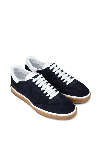 Deery Men's Navy Blue Genuine Suede Sneakers