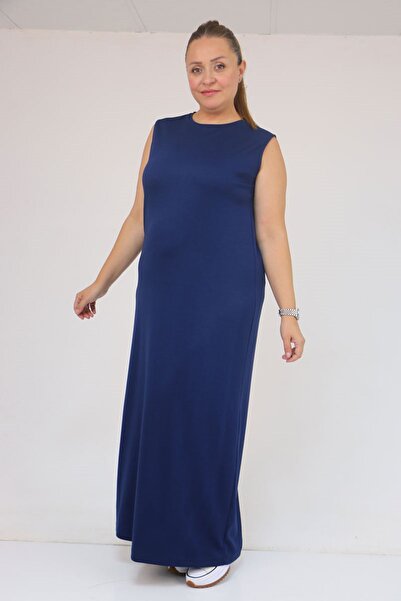 Eslina 42050 Plus Size Modal Sleeveless Dress - Indigo