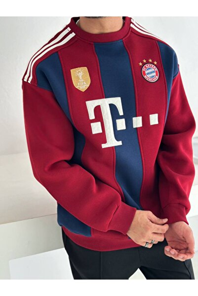 bergibo Φούτερ BAYERN M OVERSIZE ΧΤΕΝΙΣΜΕΝΟ ΑΠΟ ΧΑΛΑΚΙ - B MUNICH Φούτερ ΧΤΕΝΙΣΜΕΝΟ ΑΠΟ ΧΑΛΑΚΙ 3 ΚΛΙΤΕΡΩΝ ΚΡΑΤΗΡΩΝ