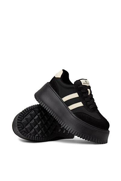 Deery Women's Black Genuine Suede Platform Sneaker