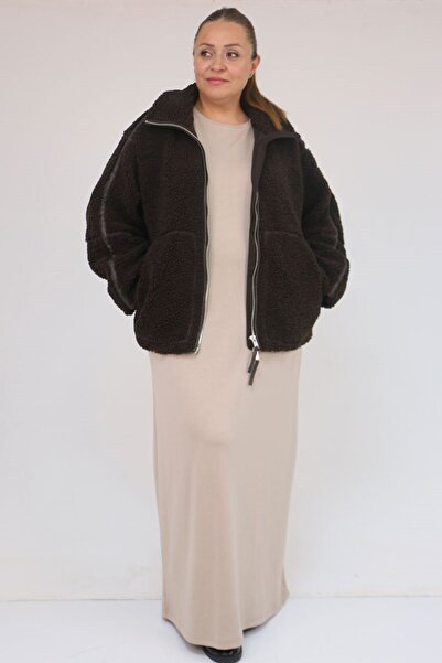 Eslina 42050 Plus Size Modal Sleeveless Dress - Beige