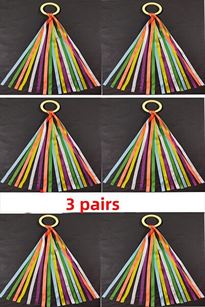 Leiste 3 أزواج من شرائط الرقص الإيقاعية بألوان قوس قزح للأنشطة الترفيهية في 2...