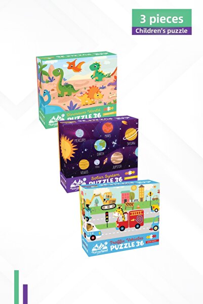 Neverland 3 Pieces 36 Parts - World of Dinosaurs and the Solar System and Tra...