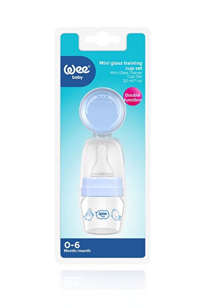 Wee Baby Mini Glass Drinking Cup Set 30 ml Blue
