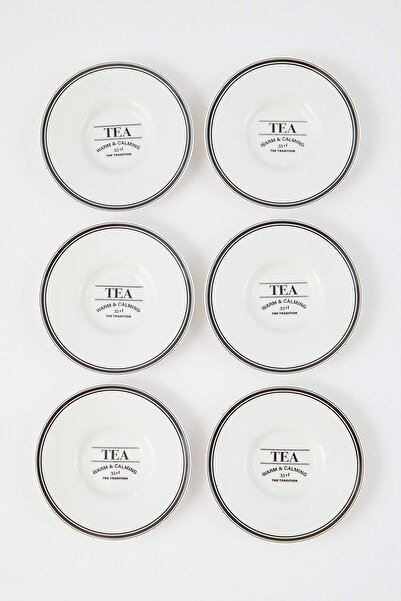 TRENDYOLMİLLA HOME طقم من 6 أطباق شاي من البورسلين بنمط بسيط TPHAW26TBK00027