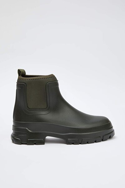 TRENDYOL SHOES Khaki dámské boty do deště s plochou tlustou podrážkou TAKAW26BO00111