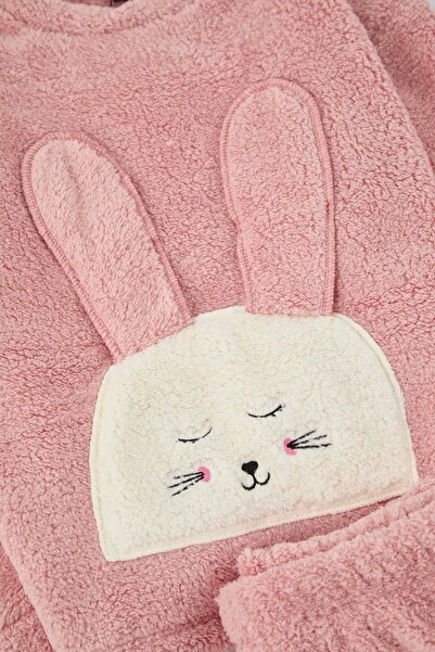 TRENDYOLKIDS Pink Mini Me Plush Knitted Girl's Pajama Set Tkdaw26Pt00014