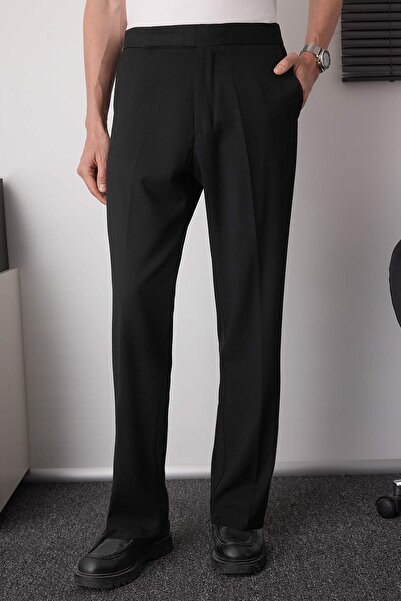 Trendyol Collection Czarne męskie spodnie z włoskiego materiału TMNAW26PL00016