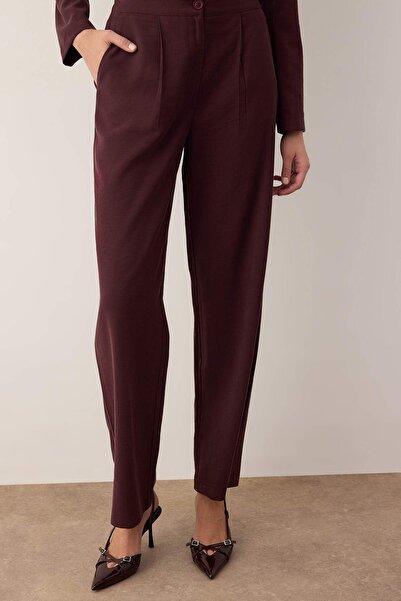 Trendyol Collection Exclusive Special Collection Plum Soft Button Wide Leg Pants Twoaw26Pl00119