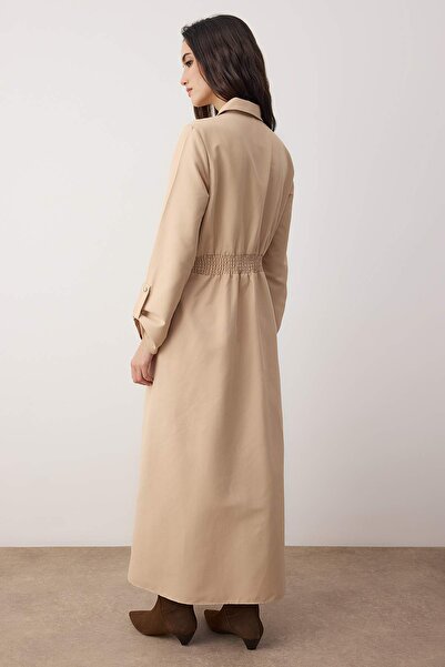 Trendyol Modest Beige Zipper Detailed Gabardine Dress Tctaw26Eb00022