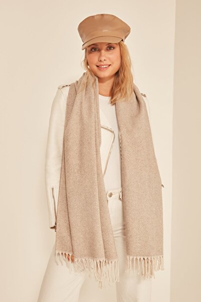 FELLMENS 13810 Κασκόλ με μαλακή υφή με φούντα βιζόν με χοντρό σάλι ώμου