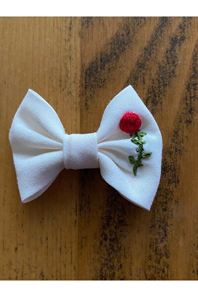 EGOMİ Red Rose Embroidered Hairless Baby Hair Clip (1 Piece)