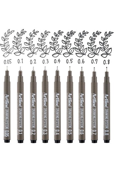 artline Drawing System Teknik Çizim Kalemi 9'li Tam Set -1