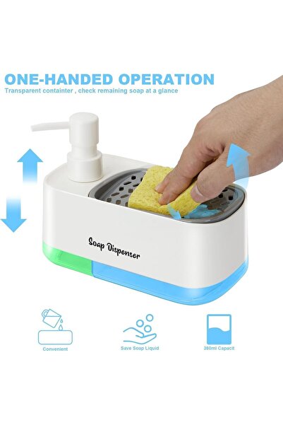 Generic Dishwashing Liquid Dispenser Kitchen, 3-in-1 Countertop Dish Detergent Soap Dispenser Set, Hand Wash