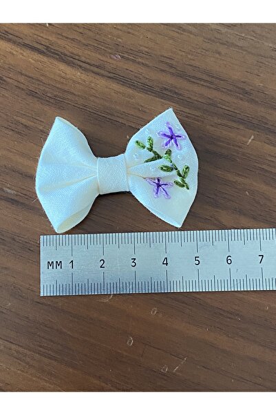 EGOMİ Purple Flower Embroidered Hairless Baby Hair Clip (1 Piece)