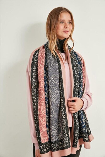 FELLMENS Ροζ γυναικείο σάλι με σχέδιο