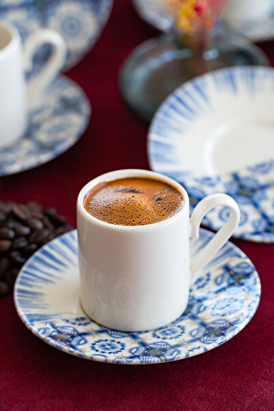 Heda Porselen Firuze 4 Parça 2 Kişilik Porselen Kahve Fincan Takımı 100 ml