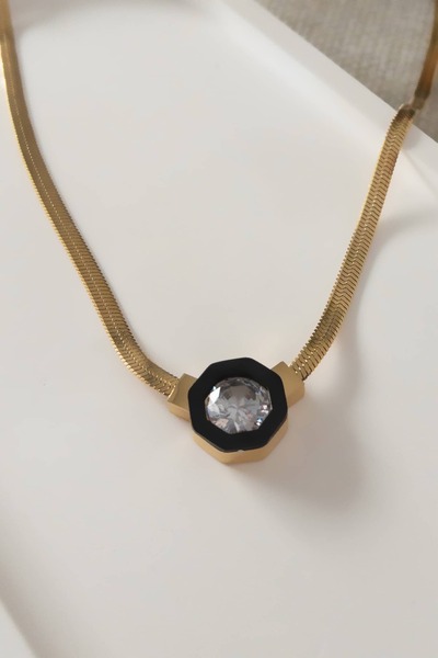 Tasarım Serenay Solitaire Zircon Italian Chain Necklace