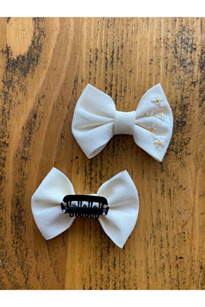 EGOMİ Tiny Daisies Embroidered Hairless Baby Hair Clip (1 Piece)