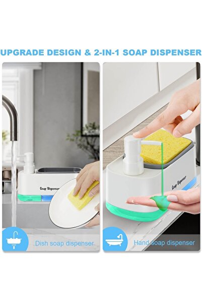 Generic Dishwashing Liquid Dispenser Kitchen, 3-in-1 Countertop Dish Detergent Soap Dispenser Set, Hand Wash