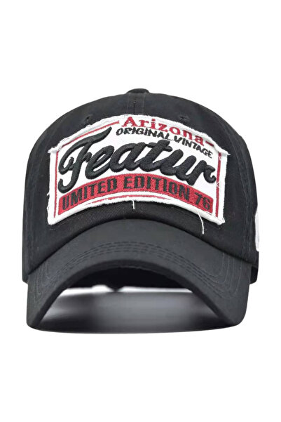 Şapka Market Featur Vintage Siyah Beyzbol Kep Şapka