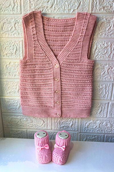 EruZan Girl's & Baby's Double Knit Vest Booties Set 1-2-3 Years Old