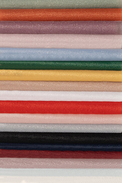 Kumaş Deposu Simli Dalya Organze Koyu Pudra Kumaş