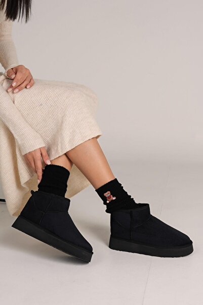 Bestyle Selena Kadın Siyah İçi Kürklü Bot