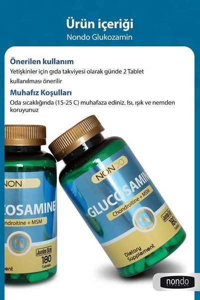 Nondo Glucosamine 180 Tablet (Jumbo Boy 3 Aylık Kullanım)