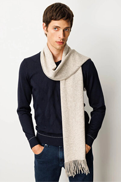 Desen Triko Ανδρικό μαλλί απλό μάλλινο κασκόλ V.Μπεζ